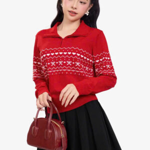 Áo len dệt kim đỏ